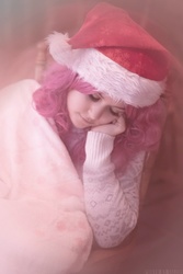 Size: 682x1024 | Tagged: safe, artist:nazomypie, pinkie pie, human, g4, clothes, cosplay, costume, hat, irl, irl human, photo, santa hat, solo