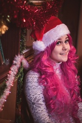 Size: 683x1024 | Tagged: safe, artist:nazomypie, pinkie pie, human, g4, clothes, cosplay, costume, hat, irl, irl human, photo, santa hat, solo