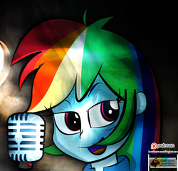 Size: 3300x3174 | Tagged: safe, artist:iamthemanwithglasses, rainbow dash, equestria girls, g4, female, high res, microphone, solo