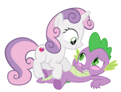 Size: 3000x2284 | Tagged: safe, artist:demigod-spike, artist:rozyfly10, spike, sweetie belle, dragon, pony, unicorn, g4, cutie mark, duo, female, high res, male, ship:spikebelle, shipping, simple background, straight, the cmc's cutie marks, transparent background, vector