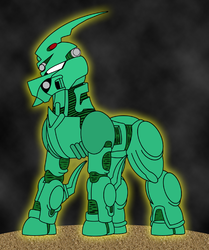 Size: 711x850 | Tagged: safe, artist:combatkaiser, armor, bio-booster armor guyver, crossover, guyver, guyver zero, ponified