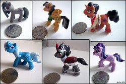 Size: 1024x684 | Tagged: safe, artist:jenkiwi, daring do, king sombra, marble pie, saffron masala, starlight glimmer, trixie, earth pony, pegasus, pony, unicorn, g4, spice up your life, coin, craft, female, irl, male, mare, photo, sculpture, stallion, traditional art