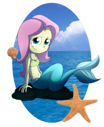 Size: 1017x1242 | Tagged: safe, artist:fj-c, part of a set, fluttershy, mermaid, equestria girls, g4, bandeau, belly button, cleavage, female, flattershy, mermaidized, midriff, simple background, small breasts, solo, the little mermaid, transparent background