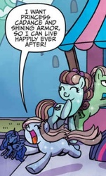 Size: 241x400 | Tagged: safe, artist:agnes garbowska, idw, official comic, princess cadance, princess luna, shining armor, twilight sparkle, friends forever #30, g4, my little pony: friends forever, spoiler:comic, debate in the comments, doll, error, female, toy