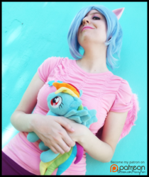 Size: 1681x2000 | Tagged: safe, artist:krazykari, firefly, rainbow dash, human, g1, g4, clothes, cosplay, costume, irl, irl human, mother and daughter, photo, plushie, solo