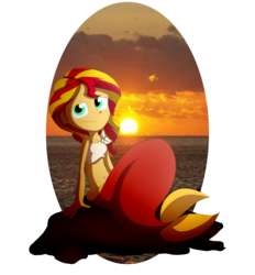 Size: 6175x6655 | Tagged: safe, artist:fj-c, part of a set, sunset shimmer, mermaid, equestria girls, g4, absurd resolution, belly button, cute, female, mermaidized, midriff, not fiery shimmer, shimmerbetes, solo, species swap, sunset