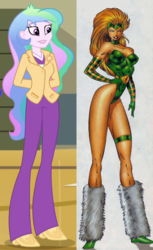 Size: 478x780 | Tagged: safe, edit, edited screencap, screencap, princess celestia, principal celestia, equestria girls, g4, amora, comparison, crossover, long legs, marvel, marvel comics, rob liefeld, the enchantress