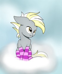 Size: 1024x1229 | Tagged: safe, artist:theartistsora, oc, oc only, oc:silver eagle, clothes, cloud, socks, striped socks