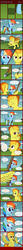 Size: 272x2931 | Tagged: safe, artist:flufflelord, rainbow dash, spitfire, comic:equestria royale, g4, action pose, battle royale, comic, grass, lens flare, sky, spear, spread wings, weapon, wing hold