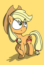 Size: 1656x2468 | Tagged: safe, artist:malphee, applejack, g4, female, simple background, solo