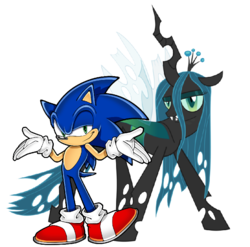 Size: 758x749 | Tagged: safe, artist:racefox, edit, vector edit, queen chrysalis, g4, crossover, male, simple background, sonic the hedgehog, sonic the hedgehog (series), transparent background, vector