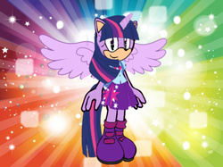 Size: 626x467 | Tagged: safe, artist:bronysonicyoutube, twilight sparkle, alicorn, anthro, g4, clothes, equestria girls outfit, female, solo, sonic the hedgehog (series), sonicified, twilight sparkle (alicorn)