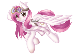 Size: 3507x2480 | Tagged: safe, artist:nana-yuka, oc, oc only, pegasus, pony, clothes, goggles, heart eyes, high res, scarf, solo, wingding eyes