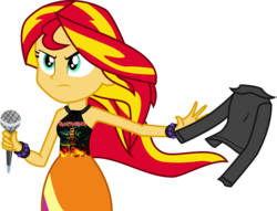 Size: 2606x1993 | Tagged: artist needed, safe, edit, vector edit, sunset shimmer, equestria girls, g4, my little pony equestria girls: rainbow rocks, iron maiden, microphone, simple background, sunset's shirt meme, transparent background, vector