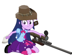 Size: 1454x1107 | Tagged: safe, artist:givralix, edit, vector edit, twilight sparkle, equestria girls, g4, crossover, female, gun, hat, optical sight, rifle, simple background, sniper, sniper (tf2), sniper rifle, solo, team fortress 2, transparent background, twilight sniper, vector, weapon