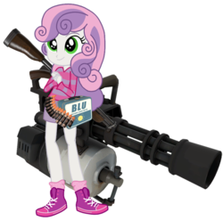 Size: 1108x1100 | Tagged: safe, artist:dizzy-daze, edit, vector edit, sweetie belle, equestria girls, g4, crossover, female, heavy (tf2), simple background, solo, team fortress 2, transparent background, vector