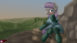 Size: 3840x2160 | Tagged: safe, artist:tsaritsaluna, maud pie, g4, blushing, clothes, high res, looking at you, scenery, socks