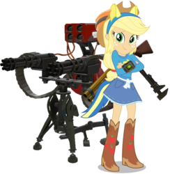 Size: 1101x1126 | Tagged: safe, artist:caliazian, edit, vector edit, applejack, equestria girls, g4, crossed arms, engiejack, engineer, engineer (tf2), female, simple background, solo, team fortress 2, transparent background, vector