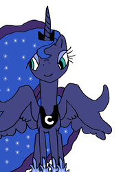 Size: 1013x1440 | Tagged: safe, artist:alycat2211, princess luna, alicorn, pony, g4, 1000 hours in ms paint, female, ms paint, simple background, solo, spread wings, white background