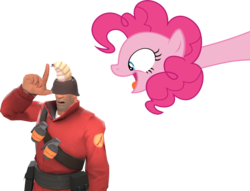 Size: 1296x991 | Tagged: safe, artist:pony-berserker edits, edit, vector edit, pinkie pie, g4, crossover, simple background, soldier, soldier (tf2), team fortress 2, transparent background, vector