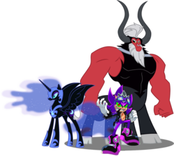 Size: 1290x1159 | Tagged: safe, artist:90sigma, artist:vector-brony, artist:yardley, lord tirek, nightmare moon, g4, crossover, male, scourge the hedgehog, simple background, sonic the hedgehog, sonic the hedgehog (series), super scourge, transparent background