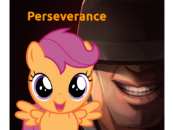 Size: 1058x794 | Tagged: safe, artist:biggreenpepper, artist:thatguy1945, edit, vector edit, scootaloo, human, pony, g4, crossover, soldier, soldier (tf2), team fortress 2, vector