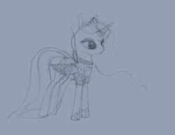 Size: 1584x1224 | Tagged: safe, artist:styroponyworks, princess luna, g4, clothes, dress, female, monochrome, over the moon, sketch, solo