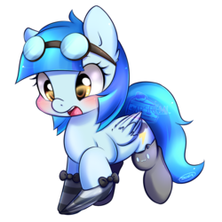 Size: 1000x1000 | Tagged: safe, artist:mrsremi, oc, oc only, oc:stormy skies, pegasus, pony, clothes, cute, goggles, solo, stockings