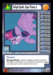 Size: 510x723 | Tagged: safe, screencap, twilight sparkle, alicorn, pony, g4, the cutie re-mark, blast, card, dragon ball, dragon ball z, dragon ball z collectable card game, glare, magic, magic beam, magic blast, meta, personality card, twilight sparkle (alicorn)