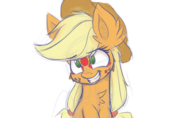 Size: 1280x853 | Tagged: safe, artist:heir-of-rick, applejack, g4, alternative cutie mark placement, facial cutie mark, female, sketch, smiling, solo