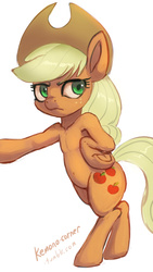 Size: 630x1120 | Tagged: safe, artist:grissaecrim, applejack, earth pony, pony, g4, belly button, bipedal, female, solo