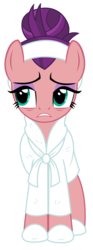 Size: 2100x5675 | Tagged: safe, artist:sketchmcreations, spoiled rich, applejack's "day" off, g4, bathrobe, clothes, female, frown, headband, inkscape, simple background, slippers, solo, spa, transparent background, vector
