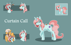 Size: 3537x2235 | Tagged: safe, artist:vindhov, oc, oc only, oc:bumblebee, oc:curtain call, bird, pony, unicorn, brothers, descriptive noise, duo, eyes closed, high res, horse noises, male, meme, music notes, noogie, offspring, parent:fluttershy, parent:ponet, parents:ponetshy, reference sheet, robin, siblings, simple background, stallion, teal background