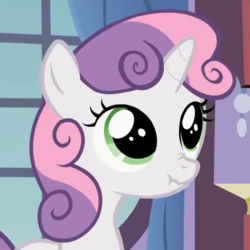 Size: 380x380 | Tagged: safe, screencap, sweetie belle, pony, g4, sisterhooves social, cropped, female, scrunchy face, solo