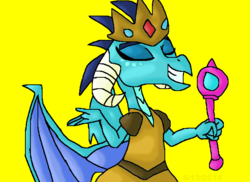 Size: 640x466 | Tagged: safe, artist:mojo1985, princess ember, dragon, g4, crown, female, scepter, solo