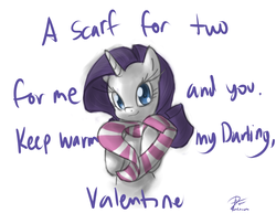 Size: 3300x2550 | Tagged: safe, artist:leadhooves, rarity, pony, unicorn, g4, clothes, female, looking at you, mare, scarf, solo, valentine, valentine's day