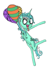 Size: 1654x2338 | Tagged: safe, artist:little-horrors, artist:scorpionskissx, lyra heartstrings, pony, unicorn, g4, balloon, bipedal, fangs, female, forked tongue, simple background, smiling, solo, style emulation, surreal, tim burton, tongue out, transparent background