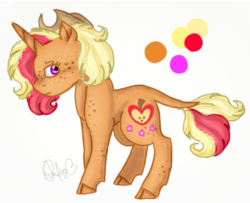 Size: 1280x1041 | Tagged: safe, artist:sweetheart-arts, oc, oc only, oc:pacific rose, classical unicorn, pony, unicorn, cloven hooves, horn, leonine tail, magical lesbian spawn, offspring, parent:applejack, parent:rarity, parents:rarijack, reference sheet, solo