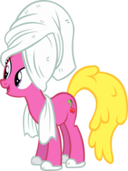 Size: 1962x2611 | Tagged: safe, artist:ironm17, cherry berry, earth pony, pony, applejack's "day" off, g4, my little pony: friendship is magic, clothes, female, mare, simple background, slippers, solo, towel, transparent background, vector