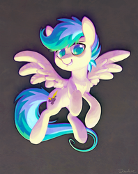 Size: 1372x1736 | Tagged: safe, artist:dawnfire, oc, oc only, oc:freefall, pegasus, pony, colored pupils, front view, hair, hooves, smiling, solo, spread wings, tail, wings