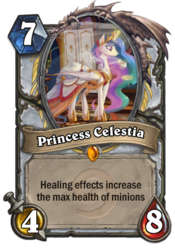 Size: 400x573 | Tagged: safe, artist:devinian, edit, princess celestia, g4, card, clothes, dress, hearthstone, magic, teacup, trading card, trading card edit, warcraft