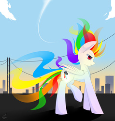 Size: 2893x3044 | Tagged: dead source, safe, artist:php69, rainbow dash, g4, city, female, high res, solo, super rainbow dash