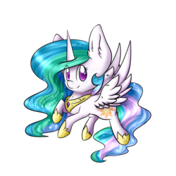 Size: 800x800 | Tagged: safe, artist:miratashii, princess celestia, pony, g4, chibi, female, mare, simple background, solo, spread wings, transparent background