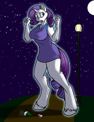 Size: 700x906 | Tagged: safe, artist:foxenawolf, part of a set, rarity, anthro, unguligrade anthro, comic:worldly rarity, g4, breasts, busty rarity, clothes, female, giant rarity, giantess, growth, macro, mega rarity, solo