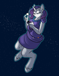 Size: 700x906 | Tagged: safe, artist:foxenawolf, part of a set, rarity, anthro, unguligrade anthro, comic:worldly rarity, breasts, busty rarity, female, giantess, growth, macro, mega rarity, planet, pony bigger than a planet, solo, space, sun, tangible heavenly object