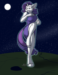 Size: 700x906 | Tagged: safe, artist:foxenawolf, part of a set, rarity, anthro, unguligrade anthro, comic:worldly rarity, g4, breasts, busty rarity, city, female, fluffy, giant rarity, giantess, growth, macro, mega rarity, solo