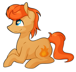 Size: 1951x1859 | Tagged: safe, artist:baldmoose, oc, oc only, oc:ember (appleberryember), earth pony, fire pony, pony, sitting, smiling, solo