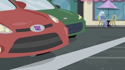 Size: 1280x718 | Tagged: safe, edit, trixie, equestria girls, g4, music to my ears, car, decepticon, transformers