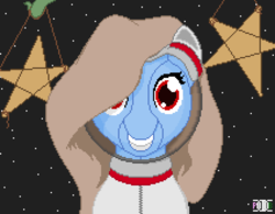 Size: 848x660 | Tagged: safe, artist:parallel black, derpibooru exclusive, oc, oc only, oc:cuddlhu, badumsquish approved, clothes, pixel art, solo, space, spacesuit, stars, suit, tentacles
