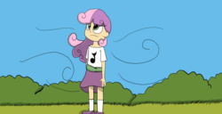 Size: 1600x817 | Tagged: safe, artist:echo-saan, sweetie belle, human, g4, female, humanized, solo, wind